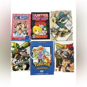 Manga Book Lot of 6 Assorted Titles: Pokemon Dragon Ball Z One Piece HxH Witch